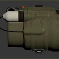 Green Military Weapon Featuring Red Accents White Component And Black Cable