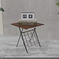 Modern Side Table With Wooden Top Black Metal Frame And Grid Storage Basket