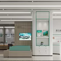 Modern Bank Interior Open Space Design With Green Elements Display Screens And Service Counters 3d model