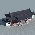 Traditional Chinese Gate With Ornate Eaves Wooden Pillars And Decorative Carvings