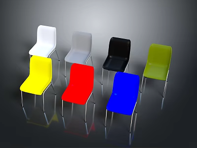 Colorful Modern Dining Chairs With Metal Legs In Various Hues 3d model
