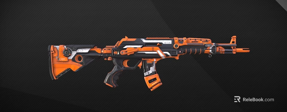 Futuristic Orange Black White Gun With Modern Sleek Design And Advanced Structural Features 3d model 