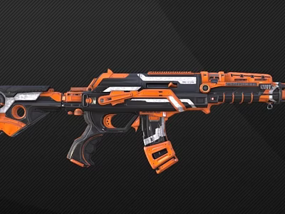 Futuristic Orange Black White Gun With Modern Sleek Design And Advanced Structural Features 3d model