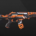 Futuristic Orange Black White Gun With Modern Sleek Design And Advanced Structural Features