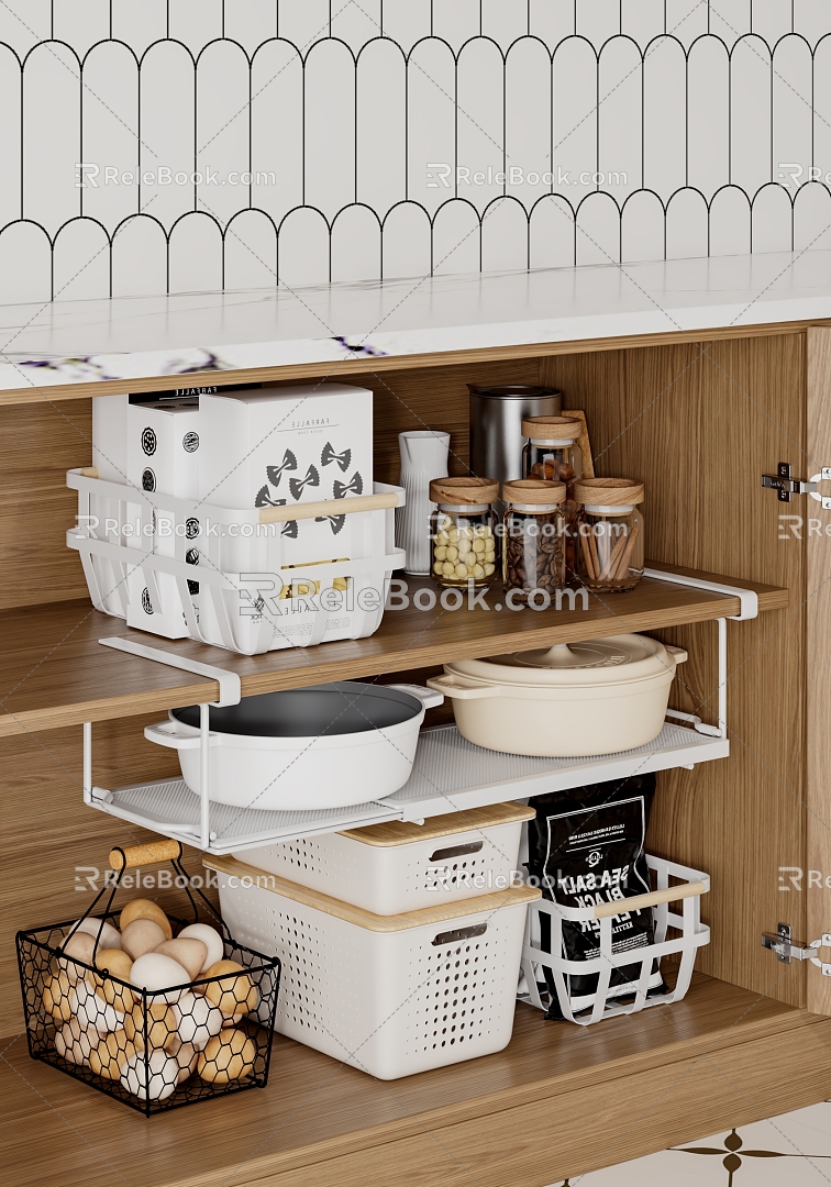 Kitchen Storage Rack Cabinet Partition Storage Box Pot Seasoning model