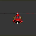 Red And Yellow Helicopter With 2024 Logo White Red Striped Rotors 3D Rendered Design