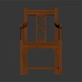 Traditional Wooden Armchair With Intricate Carved Back And Classic Design Elements