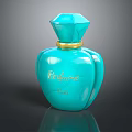 Turquoise Perfume Bottle With Gold Accent And Elegant Design For Cosmetics 3d model