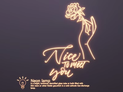 Neon Light Combination With Hand Holding Rose And Nice To Meet You Design 3d model