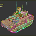 3D Rendered Bronze Armored Military Vehicle With Tracked Chassis Antennas And Turret Structure