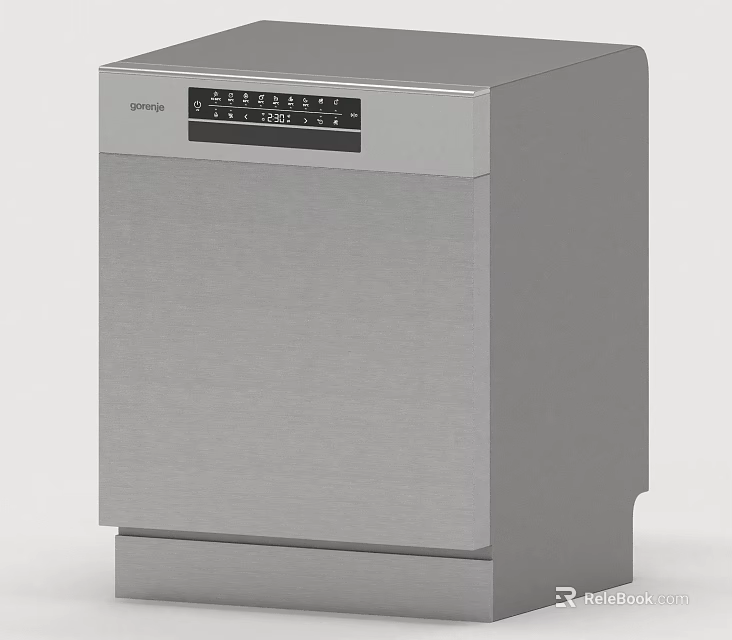 Stainless Steel Dishwasher Modern Kitchen Appliance With Digital Display And Control Panel 3d model 