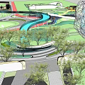 Modern Garden Landscape Design With Winding Paths Water Features And Green Lawns