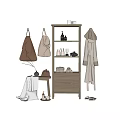 Soft Cotton Towels In Bathroom With Wooden Cabinet Bath Products And Cozy Robe