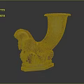 Sculptural Carving Artwork With Animal Head Decoration And Stone Square Base Design