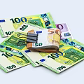 Euro Banknote Themed Decorative Ornament Set with 100 and 50 Euro Notes and Clip