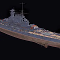 Gray Warship With Detailed Deck Turret Mast And Hull Structure Side View