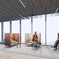 Modern Lounge Area Design With Large Windows Natural Light Various Seating And Wooden Flooring