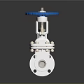 Industrial Stainless Steel Valve With Blue Handwheel Flange Connection And Reflective Surface