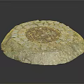 Decorative Stone Disk With Geometric Blue Tiles And Textured Edge 3d model