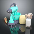 Turquoise Kitchen Mixer With Mixing Bowl Milk Butter And Carrot
