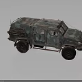 Camouflaged Military Vehicle with Armored Body and Heavy Duty Off Road Tires for Tactical Operations