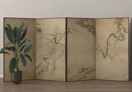 New Chinese-style Screen Partition Folding Screen 3d model