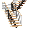 Modern Staircase Interior Design With Wooden Treads And Metal Railings