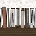 Modern Vertical Air Cooler Fans with Various Colors Displayed on Wooden Floor