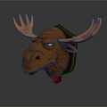 Game and Movie Character Brown Moose Head With Antlers Stylized