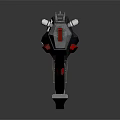 Futuristic Sci Fi Gun With Black Red Silver Metallic Finish And Tactical Grip