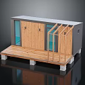 Modern Wooden House Design with Wooden Deck Railing Glass Windows and Concrete Pillars
