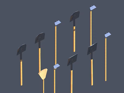 modern farm tools hoe 3d model