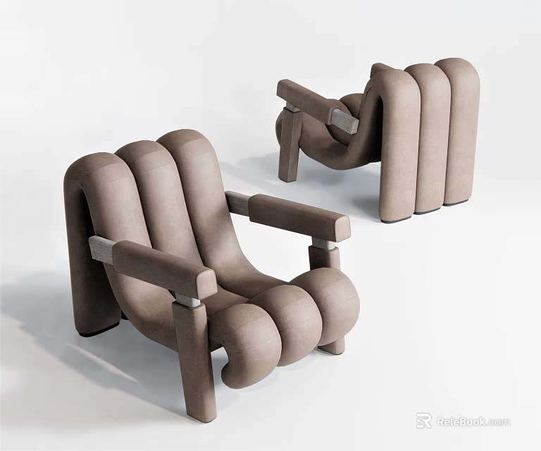 Modern Single Sofa Featuring Unique Curved Cylindrical Structure For Home Interior Decor 3d model 