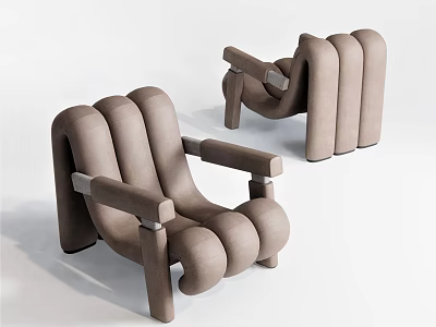 Modern Single Sofa Featuring Unique Curved Cylindrical Structure For Home Interior Decor 3d model