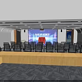 Modern Conference Room Interior Design With Large Screen Chairs And Wooden Long Table