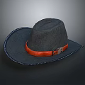 Gray Woven Hat With Orange Band White Stitching And Decorative Buckle For Daily Use