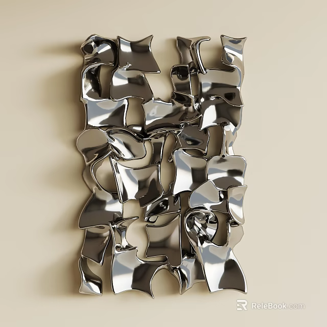 Modern Metallic Wall Decor With Irregular Shiny Metal Shapes For Home Accent 3d model 