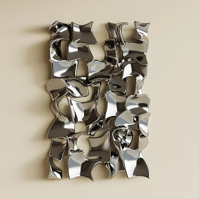 Modern Metallic Wall Decor With Irregular Shiny Metal Shapes For Home Accent 3d model