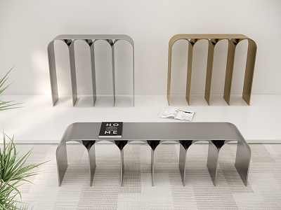 Modern bench minimalist Bauhaus metal bench counter combination 3d model