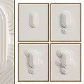 Modern Minimalist Decorative Paintings With White Background 3D Geometric Patterns And Golden Frames 3d model