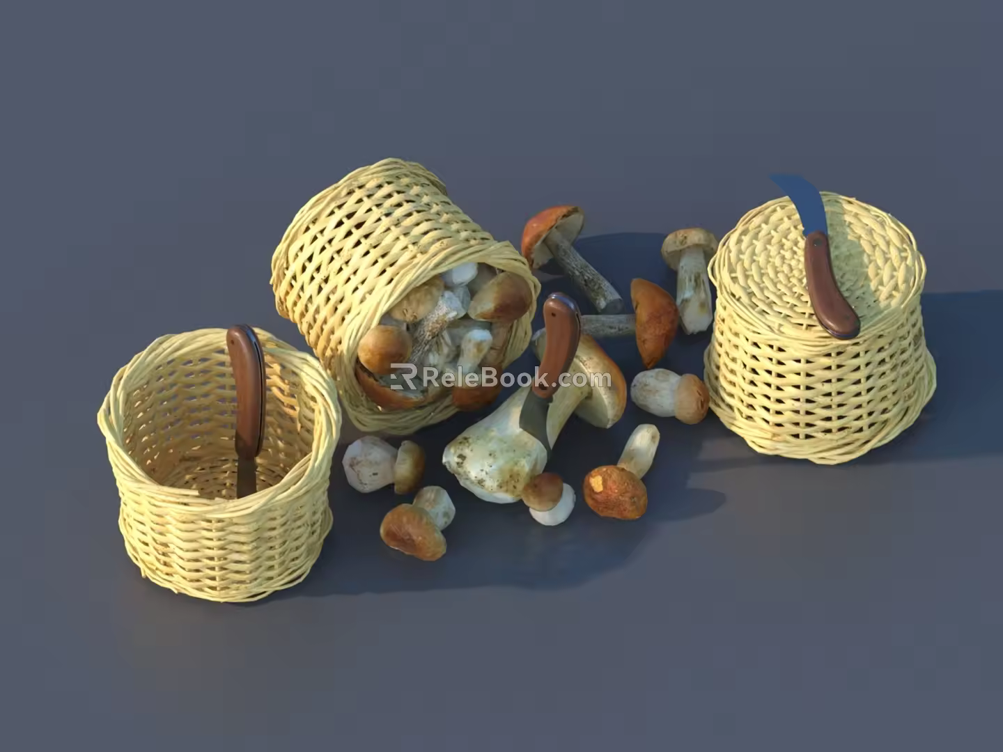 Mushroom Basket Knife Tool 3D Model 3d model