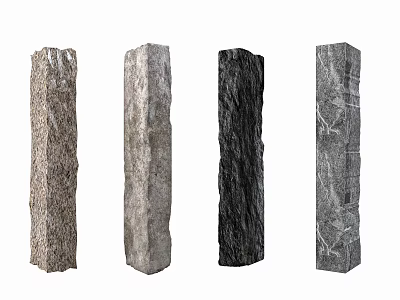 Pillars with various textured surfaces and decorative designs for interior decoration 3d model