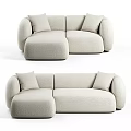 Modern Beige Curved Sofa With Soft Cushions For Living Room Furniture