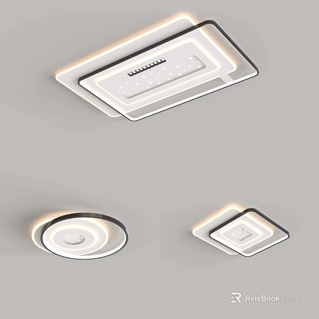 Modern Ceiling Lights With Various Shapes And Designs 3d model 