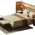 Modern Double Bed Design With Wooden Frame Bedside Tables And Linen Bedding