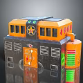 Yellow Black Building Model With Windows Door FREE Sign And Green Lights
