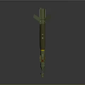 Green Military Missile With Rear Fins And Front Flame Propulsion System