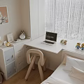 Bright Kids Room With Study Desk Laptop Curved Chair Bed And Minion Toys