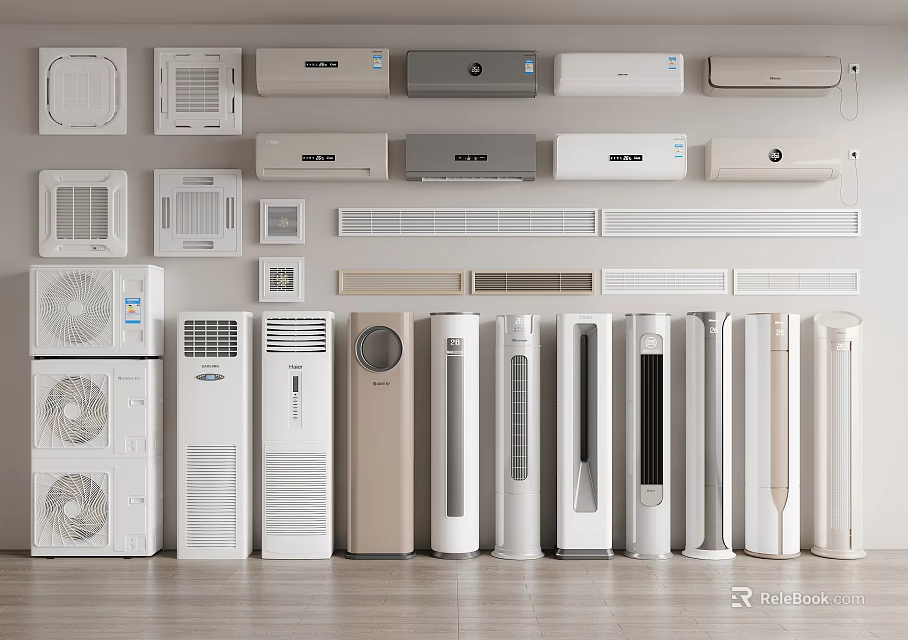 Diverse Collection of Air Conditioners and Fans With Wall Mounted Floor Standing and Table Models 3d model 