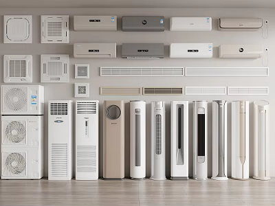 Diverse Collection of Air Conditioners and Fans With Wall Mounted Floor Standing and Table Models 3d model